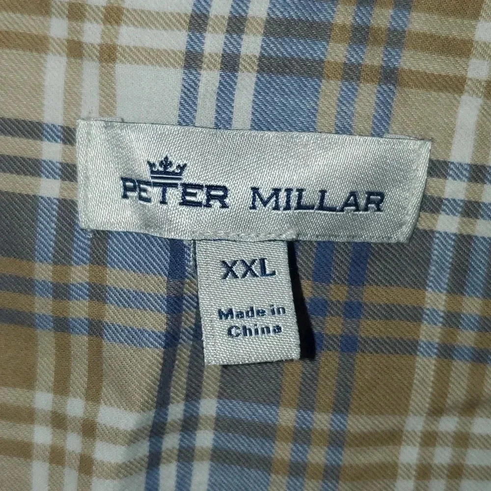 Peter Millar Crown Shirt Plaid Mount Pearl Men's Size XXL - Picture 2 of 12